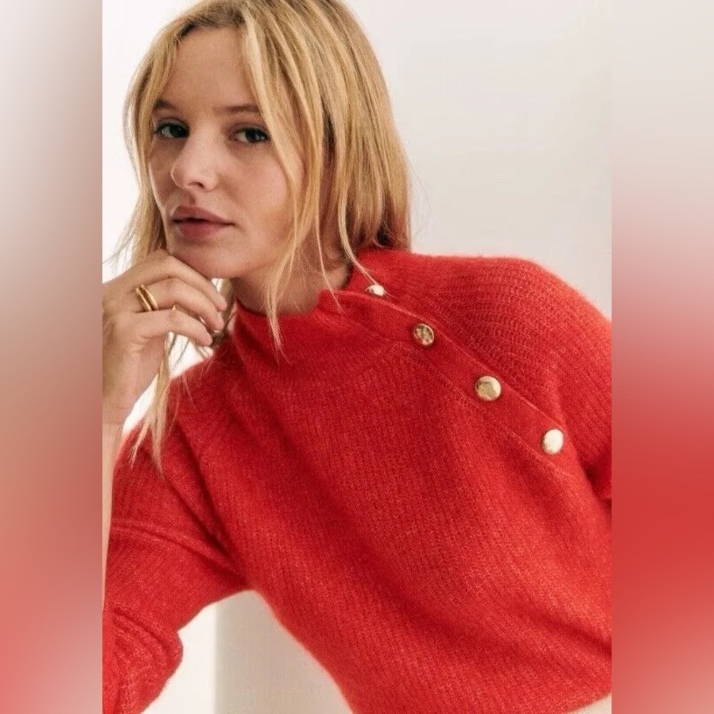 Sezane Trudy Jumper in Red Rouge Pull Trudy size Large NWT
